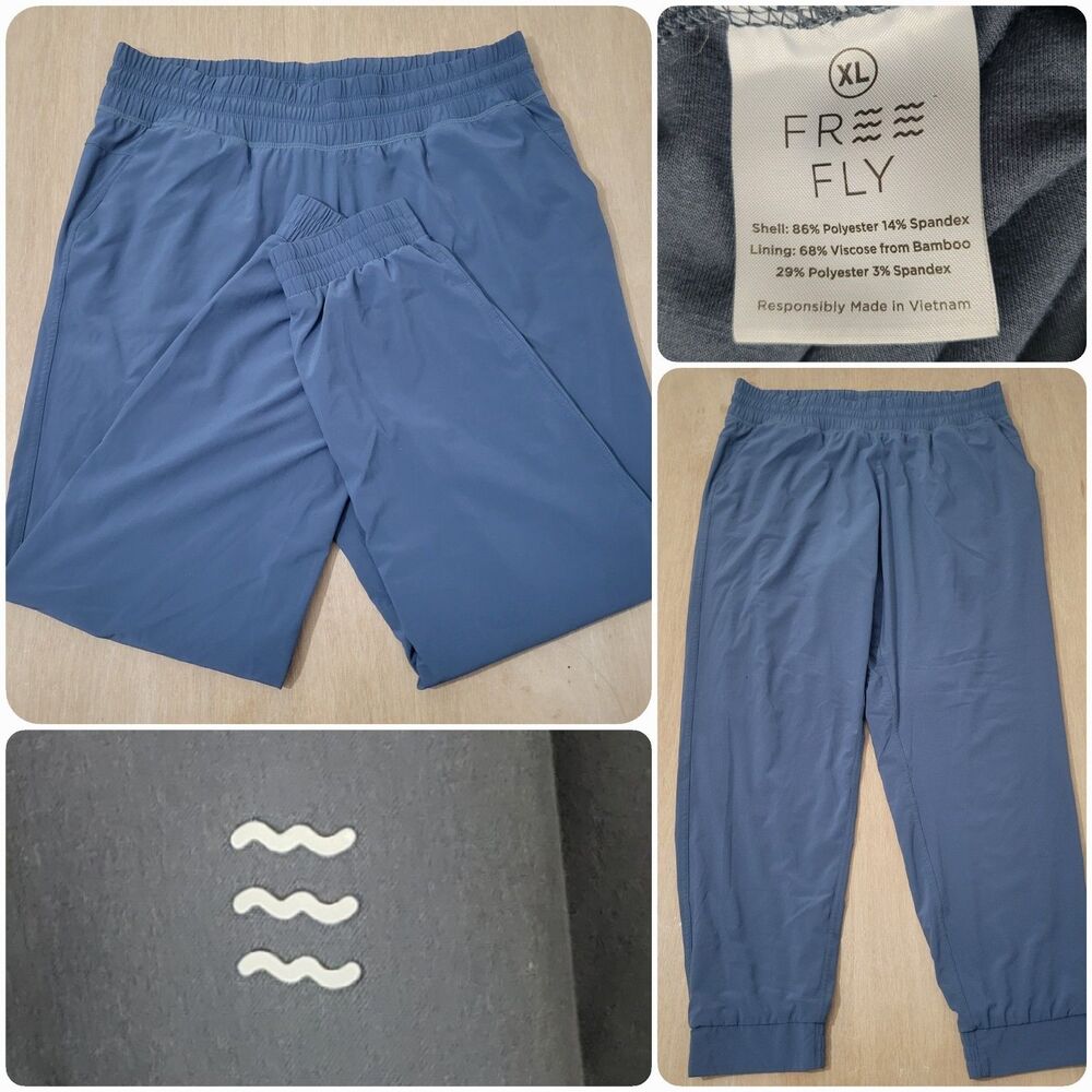 Free Fly Bamboo Lined Pull On Breeze Jogger Blue-Gray Pants Women's Size XL